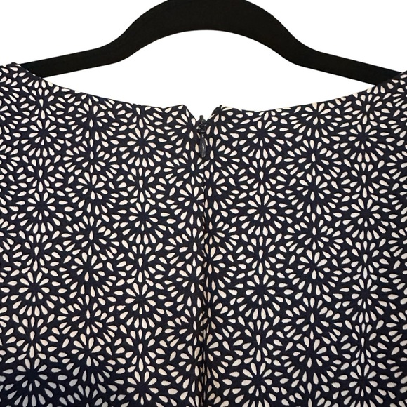 Banana Republic Navy Blue Printed Cold Shoulder Shift Midi Dress Size 4 - Picture 7 of 9